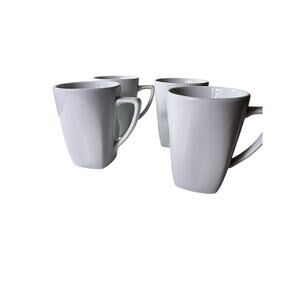 POTTERY BARN Great White Square Base 4.5" Tall Coffee Mugs - Set of 4